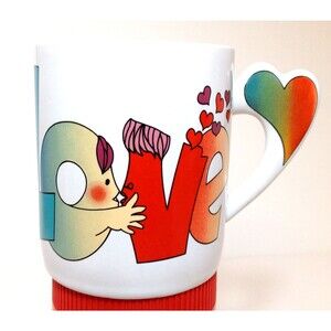 Vintage 1986 The Love Mug Heart Handle Coffee Mug Tea Cup Nice